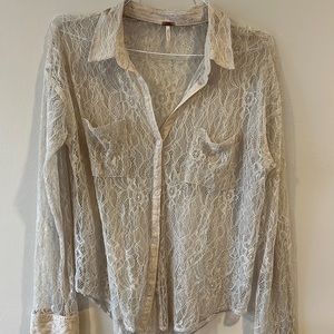 Free People Cream Lace Top